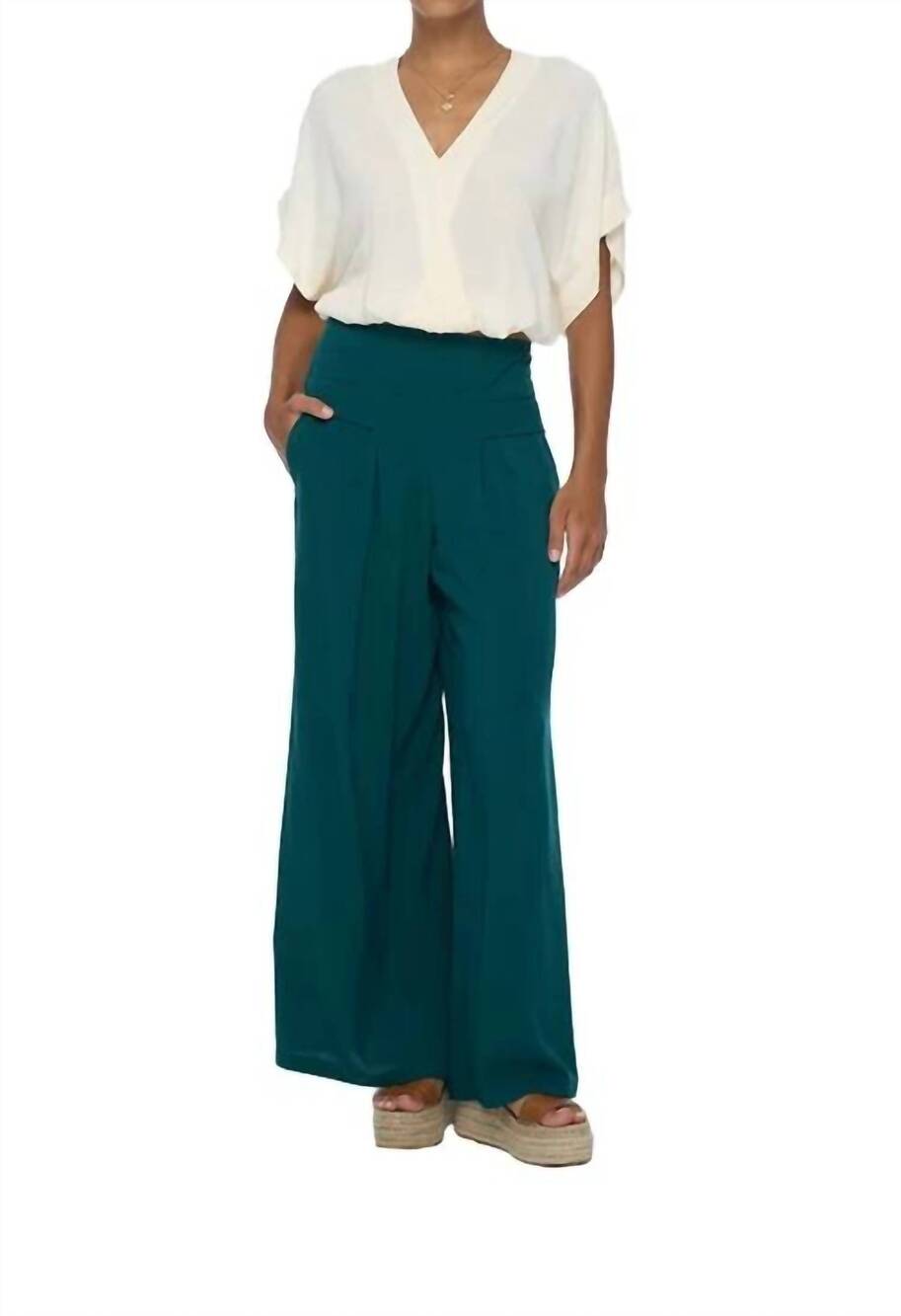 NEW KHUSH women's johanna wide leg pant in petrol